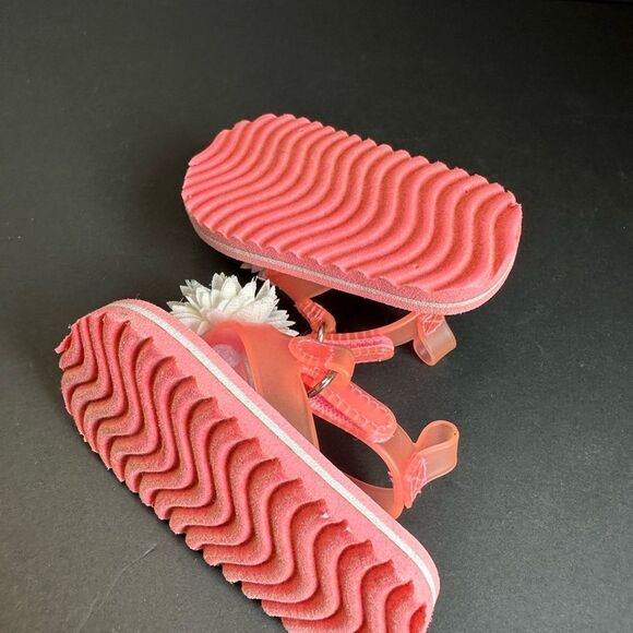Child Of Mine Coral White Flower Baby Sandals Size 0-3 Months - Picture 5 of 5